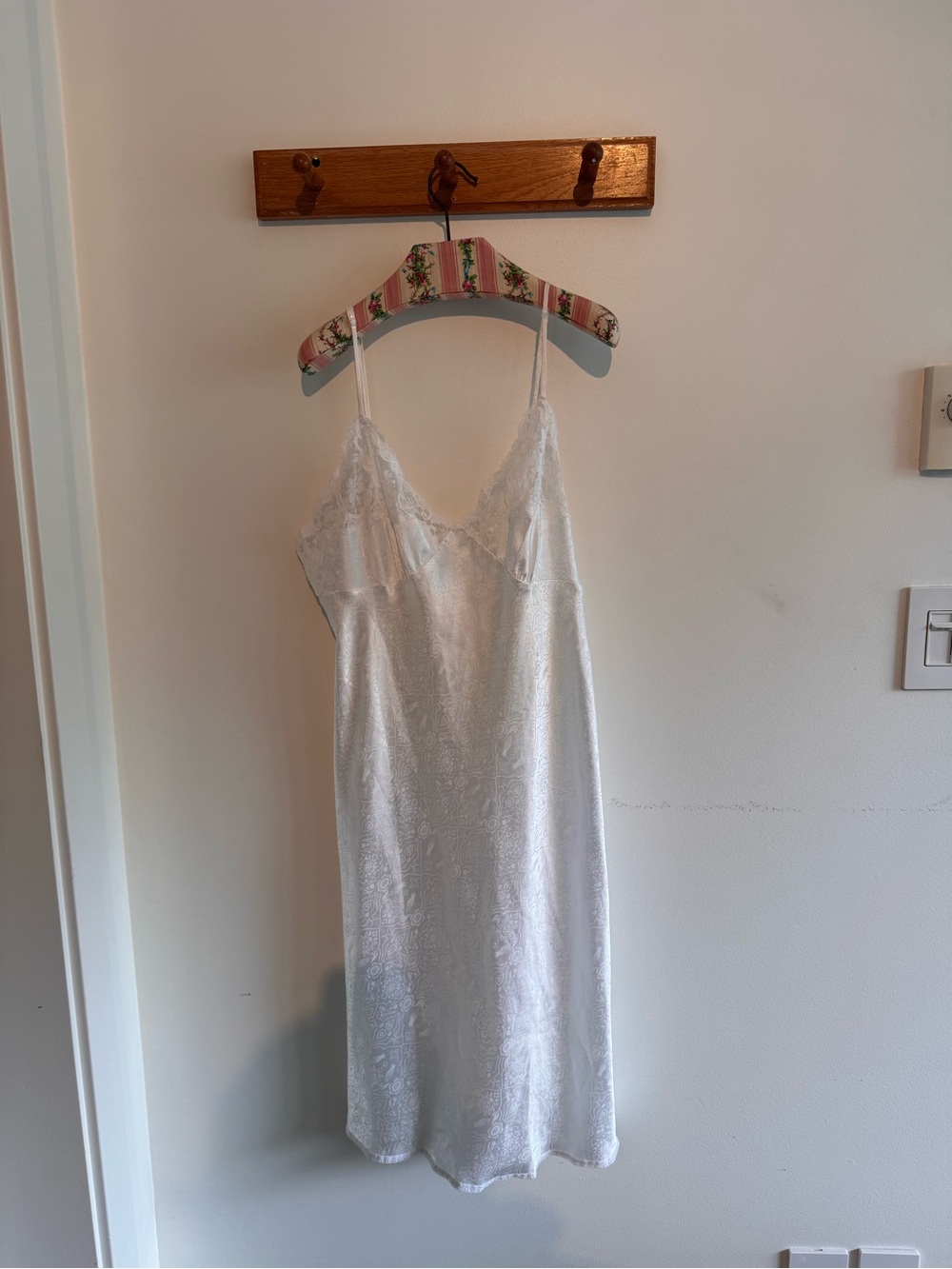 Vintage Linda for Eaton White Satin Lace Slip Dress XL